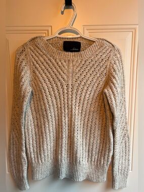 Line The Label light grey open‑knit sweater size medium